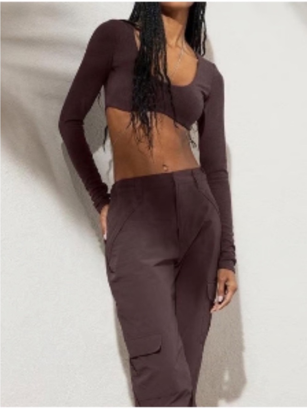 Alo Yoga Ribbed Defined Long Sleeve Bra Raisin Sz M (8-10) W3654R